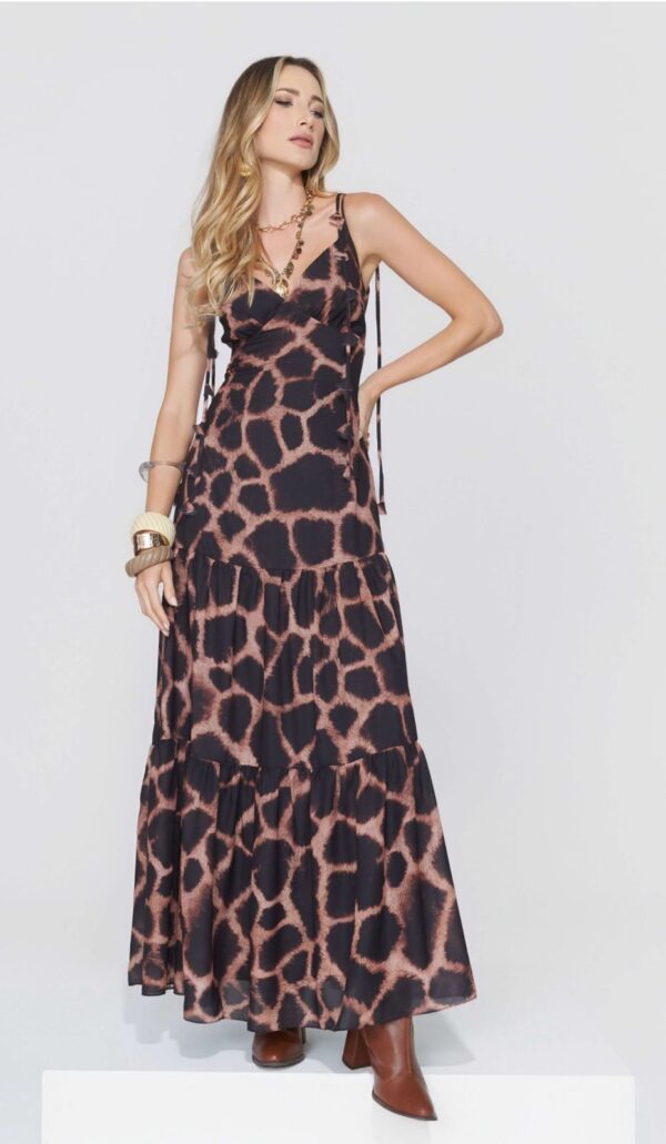 Vestido longo estampa animal print